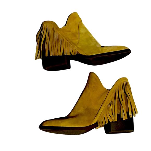 Zara Trafaluc Tan Suede Leather Fringed Ankle Boot. 9 (39) - Picture 1 of 4
